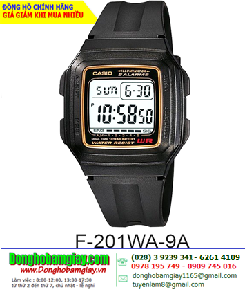 Casio F-201WA-9ADF; Đồng hồ điện tử Pin 10Năm Casio F-201WA-9ADF chính hãng (BH 1năm)